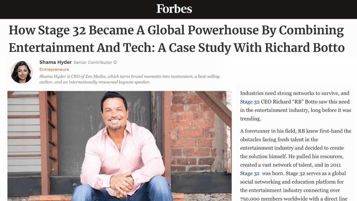 In the News How Stage 32 Became A Global Powerhouse By Combining Entertainment And Tech