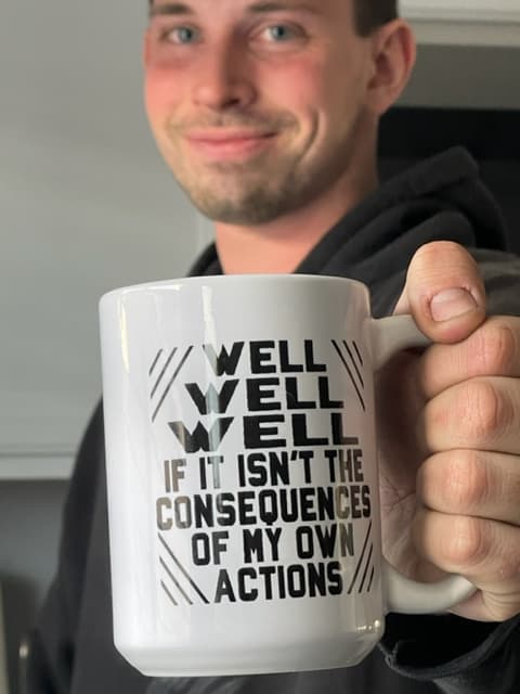 Garrett showing off his wry sense of humor