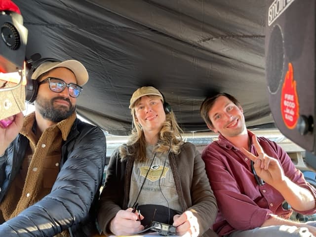 Garrett on the set of 