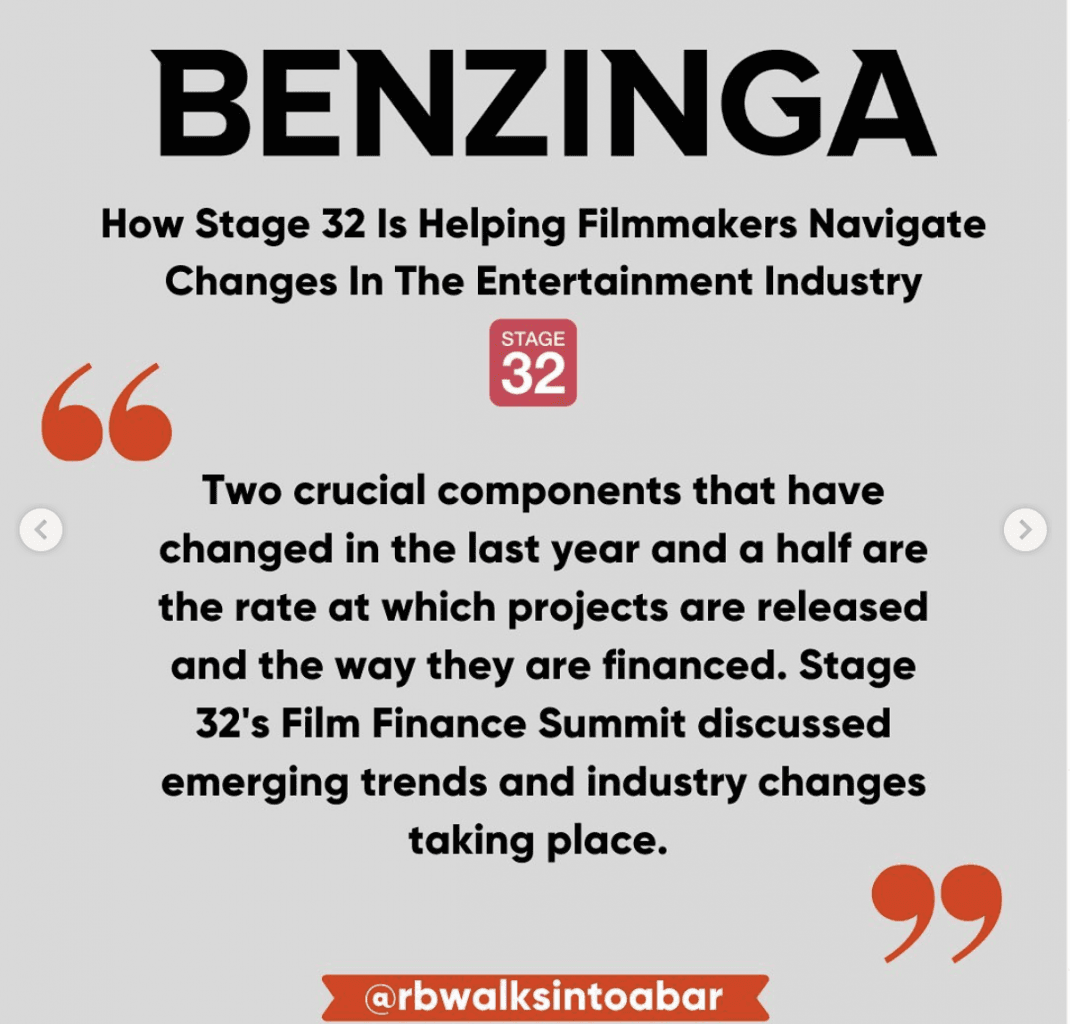 Benzinga How Stage 32 Is Helping Filmmakers Navigate Changes In The Entertainment Industry