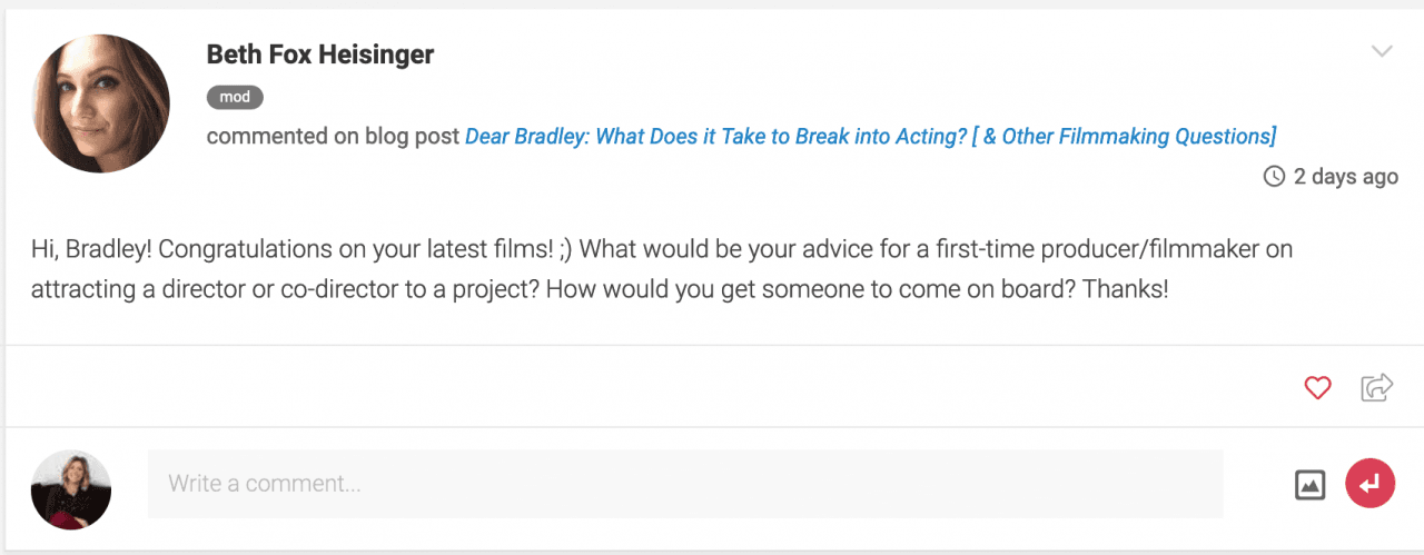 Dear Bradley How Does a FirstTime Producer Find a Director And Other Filmmaking Questions