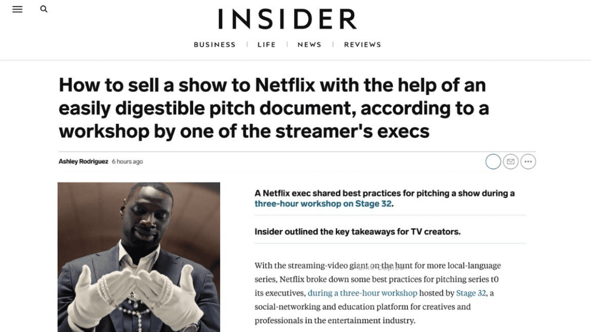 In the News Stage 32 Featured in Business Insider