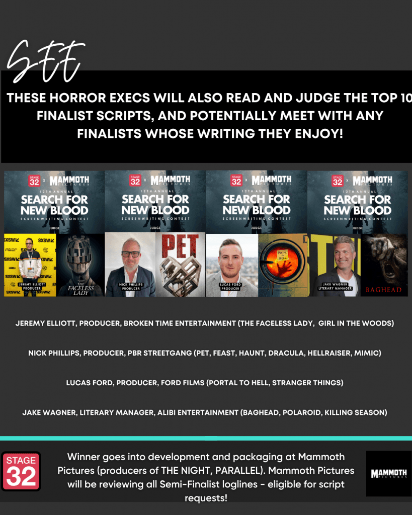 The Stage 32 x Mammoth Pictures Search for New Blood Horror Incubator Is a OnceinaLifetime Opportunity for Writers