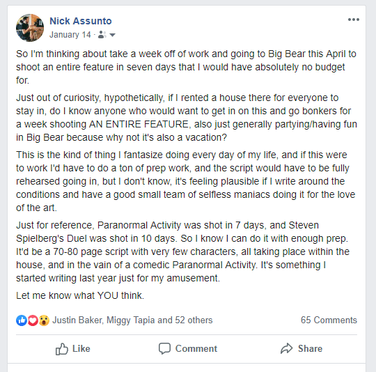 How I Shot a NoBudget Ghost Comedy Feature in One Week