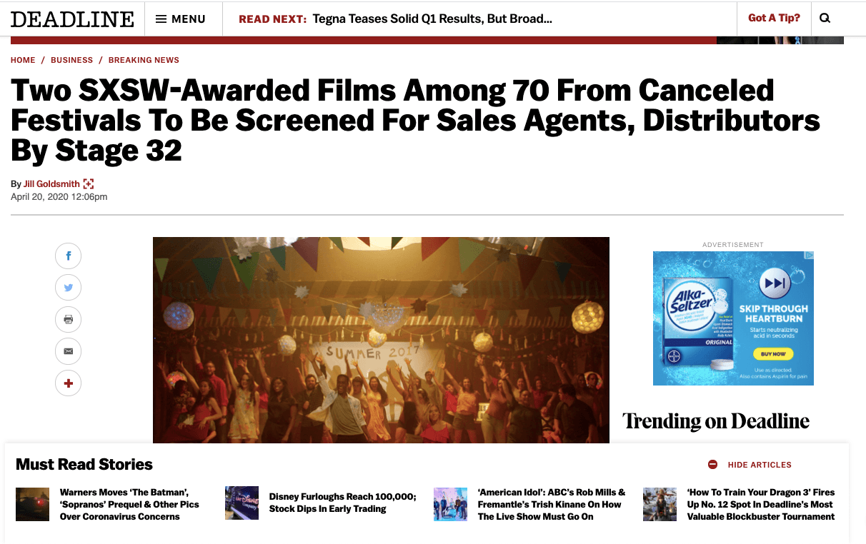 Stage 32 Screenings Launches With Over 75 Films Shorts and TV Pilots Welcomes Fintage House as a Premium Partner